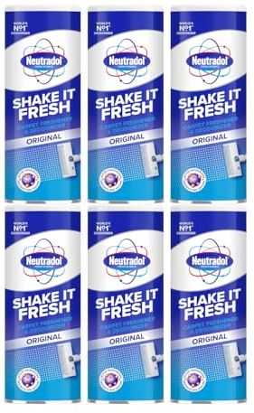Neutradol Shake It Fresh Carpet Deodoriser, Original, 6 x 350g | Original Scent, Odour Neutraliser, For Carpets & Rugs, Carpet Freshener