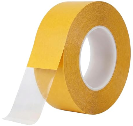 QUUPY Trasparente ultra sottile adesivo biadesivo forte fotografia nastro adesivo montato Clipboard strumenti di legno per la decorazione della parete (0,98 pollici x 164 ft)