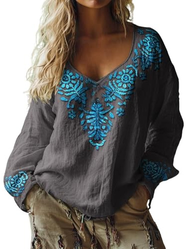 Chemise Femme Chic et élégant Haut Femme Chic Blouse Noire Tee Shirt Manche 3/4 Chemise Anti UV Oversize Coton Gaufre Marron Surchemise Ete Chemisiers Et Blouses en Lin Chemisier