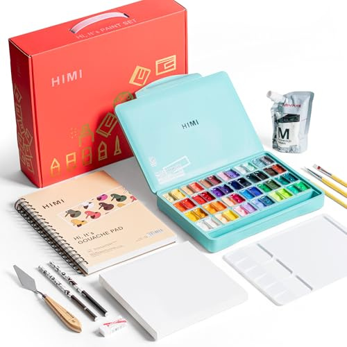 HIMI Juego de pintura Gouache para lienzo y papel, suministros de arte para profesionales (juego de pintura gouache)