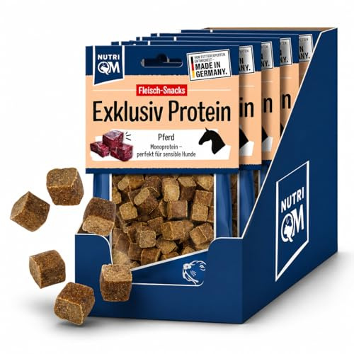 NutriQM® Exklusiv Protein Hundeleckerli Pferd | 5 x 100 g | Single-Protein & Getreidefrei | Hunde Snacks für Sensible Hunde | Ohne künstliche Zusätze | Ideal als Trainingsleckerli | Made in Germany