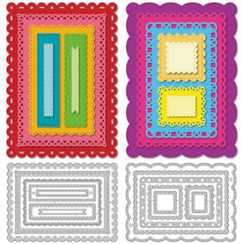 DELORIGIN Stanzformen Mit Rechteckigem Spitzenrahmen Kartenherstellung Schablone Scrapbooking Prägevorlage Stanzformen Für Grußkarten Alben Einladungen Dekoration