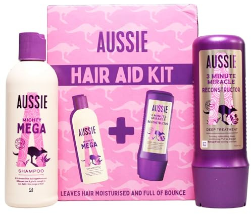 Aussie Moisturising Shampoo & Deep Conditioner Set for Dry, Damaged Hair – Hydrating Hair Care Kit with 3 Minute Hair Treatment Mask, Silicone-Free Eucalyptus Shampoo, Paraben Free (250ml + 225ml)