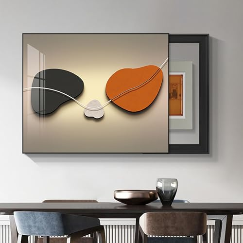 Coffret de Compteur électrique Décoratif, Cacher Les Peintures Art Mural avec Cadre, pour Chambre à Coucher, Cuisine, Maison, Cacher les Image(Black 2,40 * 30cm/16 * 12in)