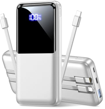Portable Charger Power Bank - 15000mAh Battery Pack Portable Phone Charger with Built in Cables 22.5W Fast Charging Powerbank Compatible with iPhone Android Samsung Phone, Travel Camping Essential