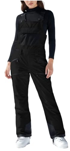 Generisch Schneehose Damen Wasserdicht Hosenträger Skihose Dicke Thermo Atmungsaktiv Wanderhose Wasserdicht Winter Snowboardhose Frauen Einfarbig Softshellhose Warme Gefüttert Thermohose