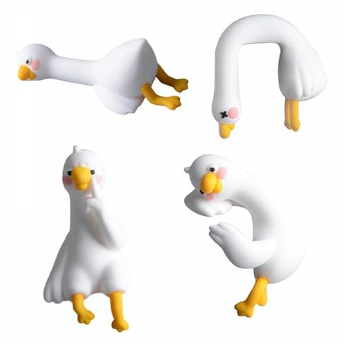 AVZYARDY Lazy Duck Computer Decoration, 4PCS Cute Lazy Duck Mini Desk Decor, Funny Monitor Figurines for Computer Screen Office Desk Ornaments & Car Dashboard Decor