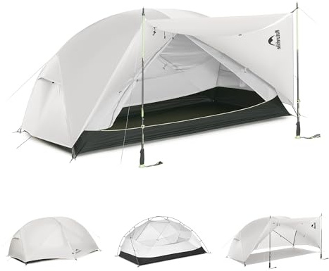 Naturehike Mongar Pro ultralätt tält vindtätt vattentätt vandringstält bärbart tält för 2 personer, tält 3–4 säsong för camping vandring (ljusgrå/2 person)