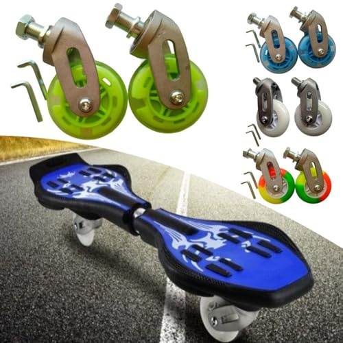 Helilyco Waveboard-Räder mit Halterung aus Aluminiumlegierung, 80 mm, PU-Rollen, Ersatz für die meisten Waveboards, reibungslose, leise Fahrt für Lenkbretter, 2 Stück