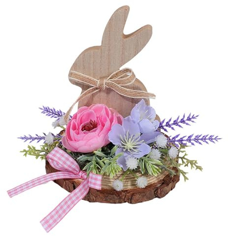 PANGBOER Escultura de madera de liebre de Pascua, adorno de decoración de primavera para el hogar, para repisas, estanterías, mesas