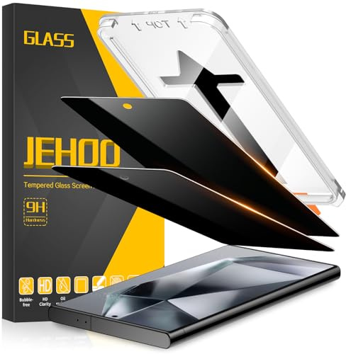 JEHOO 2 Stück für Samsung Galaxy S24 Ultra Panzerglas Sichtschutz, Automatische Staubentfernung, Anti-Spy, Kratzfest Privacy Schutzfolie, Kein Staub Keine Blasen Hartglas Displayschutzfolie