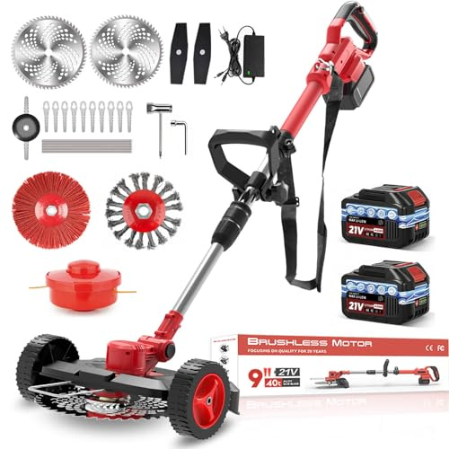 Rasentrimmer mit Akku und Unkrautbürste, 21V Akku Freischneider für Makita Akkus, 6-in-1 rasentrimmer, Freischneider Akku 20000U/min – für Dickicht und hohes Gras