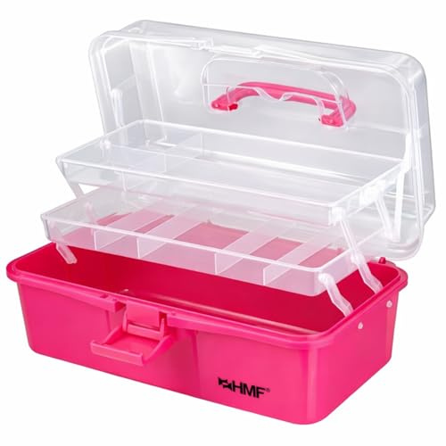 HMF Sybox uppfällbar med 3 nivåer, sorteringslåda för smådelar | 33 x 20 x 15 cm | Rosa