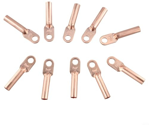 for Gdfnmogo for -10/16/25/35mm2 Crimp Terminal Block, Red Copper Wire Connector for Automotive Cable and Battery Cables, Soldered Copper Crimp Lugs for 10mm² 16mm²(for -25)