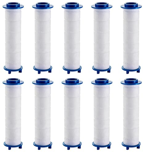 10 pièces 9,5 x 2 cm Filtre Remplaçable, Filtre douche anti calcaire, Filtre Douche en Coton PP de Douchette Anti-calcaire Amovible pour Douchette