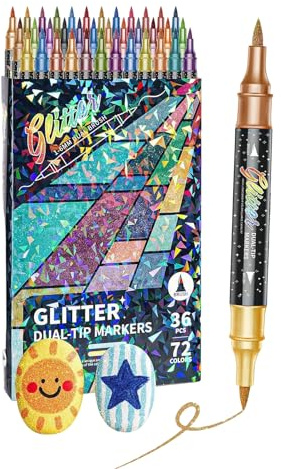 Générique Feutres Pailletés pour,Fournitures de Loisirs Créatifs à Double Pointe | Feutres contour scintillant stylos de couleur,Pour Cartes d'Anniversaire, Projets Artistiques, Gribouillage,