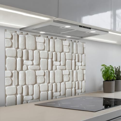 KitchenYeah© Splashback for kitchen 24x35 / 60x90 cm self-adhesive Sink Splash Splatter Guard Splashbacks Walls Relief - Texture - White