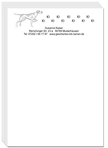 Schreibblock Motiv Hund, 200 Blatt DIN A5 mit Ihrer Adresse oder jedem anderen beliebigen Text