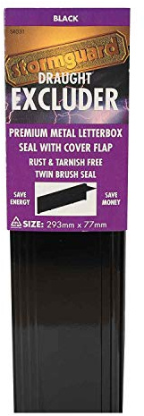 Stormguard Letterbox Draught Excluder Seal Brush with Flap Letter Box Metal Weather Cover (with Flap, Black)