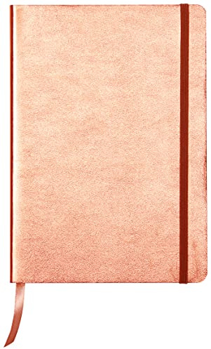 Clairefontaine 400095C Notizbuch (mit Perlmutt-Effekt mit Softcover aus Leder, DIN A5, 14,8 x 21cm, 72 Blatt, liniert, Gummizugverschluß, Lesezeichen) 1 Stück kupfer