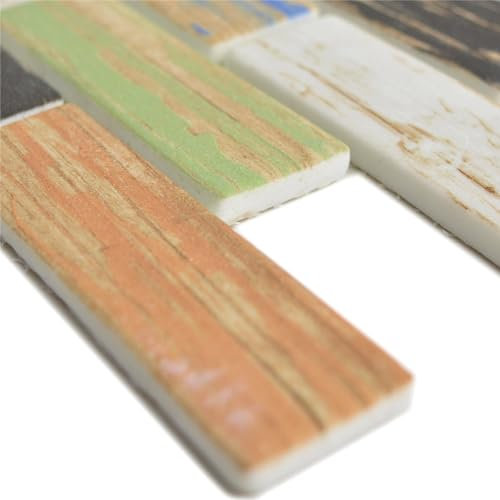 Glasmosaik Fliesen Lunatic Holzoptik Bunt