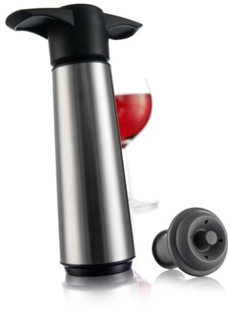 Vacu Vin Inox Pompa Salvavino, Acciaio Inossidabile, 3,6X 7,5X 12,5 cm