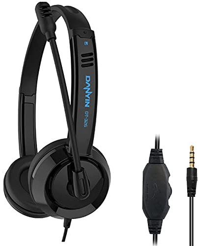 KKshop Casque avec Micro 3,5mm, Casque PC Filaire pour Confortable, Casque pour Centre d'appels avec Prise Jack 3,5 mm pour téléphone, pour Smartphone, Skype, Bureau
