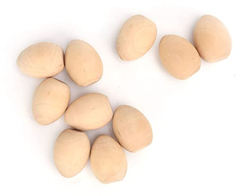 10 Stück Unvollendete Holz Ostereier Holzeier Unlackierte Holzeier Set Faux Eier für Ostern Familie Dekoration (M)