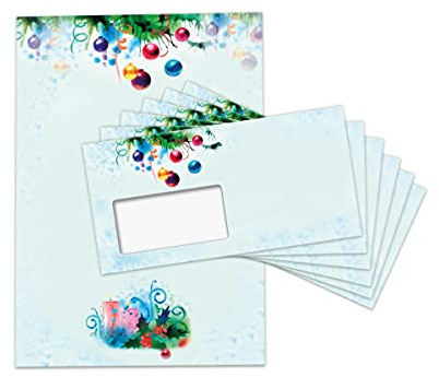 Briefpapier Weihnachten Weihnachtsbriefpapier mit Umschlag Umschlägen mit Fenster Weihnachtspapier A4 für Kunden (25 Blätter + 25 Umschläge)