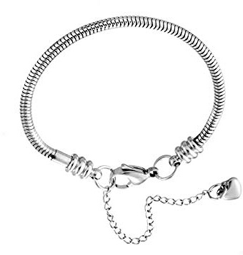 KunBead Jewelry Adjustable Heart Clasp Snake Chain Kids Childrens Charm Bracelets for Women Girls