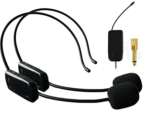 Wireless Microphone System for 2 People, 2.4G Dual Wireless Headset Mics Ideal for Speakers, Voice Amplifier, PA System, Teacher, Tour Guides, Fitness Instructor