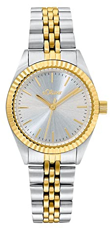 s.Oliver Armbanduhr Damen Quarzuhr Analog, mit Edelstahl Armband, Wasserdicht, Kommt in Uhren Geschenk Box