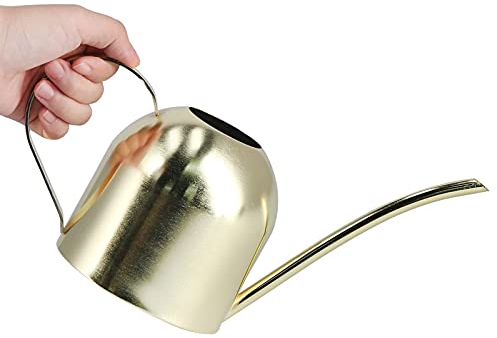 Beufee 1000 ml Gießkanne, goldene Edelstahl-Gießkanne für Pflanzen im Freien, Langer Auslauf für saftige Bonsai-Pflanzen im Innen- und Außenbereich