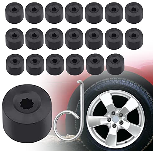 ZoeTekway Lot de 20 caches couvercles de roue de 17 mm, bouchons à vis antivol, compatibles avec VW Golf Passat Beetle Compatible avec Audi, toutes les marques de voitures