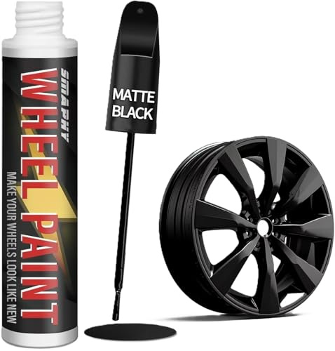 SMAPHY Matte Black Rim Touch Up Paint, Matte Black Paint Pen for Metal, Enamel, Car Wheel Scratch Flat Black Wheel Paint Pen, Universal Satin Matte Black for rims, Black Car Rim paint for Wheel Curb Rash, Scratches