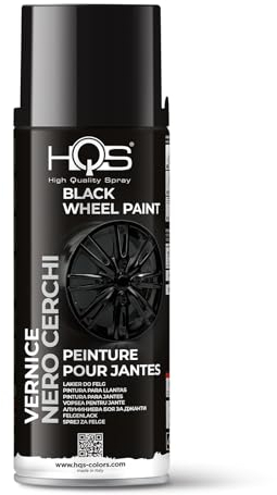 HQS Bomboletta di Vernice Spray 400ml per Cerchi Auto e Moto (Nero Lucido)
