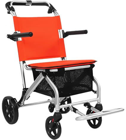 GHBXJX Rollstuhl Faltbar Leicht Transportrollstühle, Ultraleicht Rollstühle mit Einkaufskorb, Reiserollstuhl für ältere Menschen, Verstellbare Armlehnen, Trommelbremsen, Aluminium, 7.1 Kg