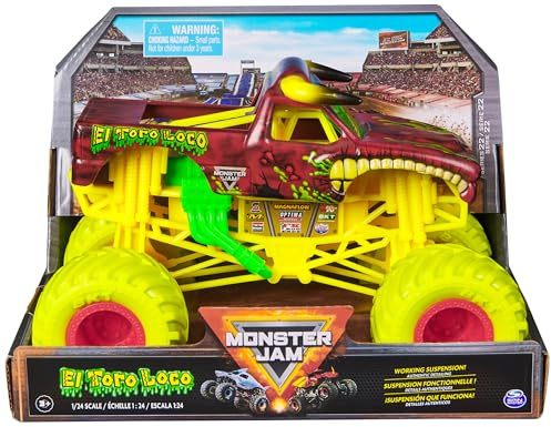 Monster Jam, Official El Toro Loco Monster Truck, Collector Die-Cast Vehicle, 1:24 Scale, Kids Toys for Boys and Girls Ages 3 and up