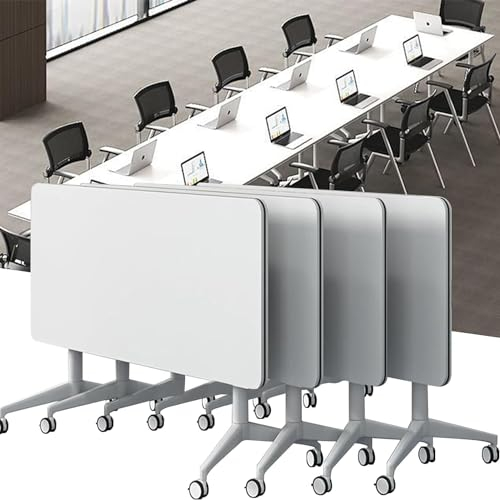 HSTBLEOO Weißer Konferenztisch, Klappbarer Konferenzraumtisch, Konferenz-Schulungsräume Flip Top Mobiler Schulungstisch(4 Pack,70.8 in)