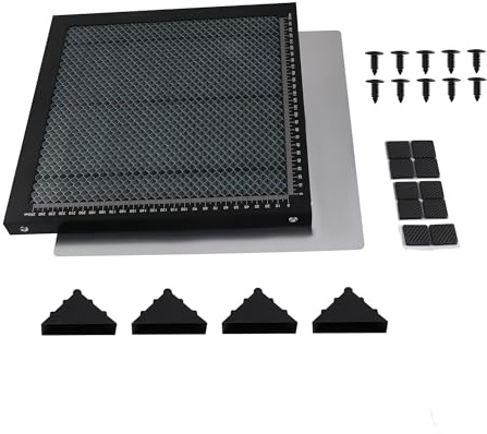 TIOMIOSEA Table laser en nid d'abeille, table de travail laser, plaque en nid d'abeille, 300 x 300 x 22 mm, lit laser en nid d'abeille, table en nid d'abeille avec plaque en aluminium, pour découpe