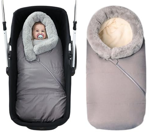 JUMUAO Universal Fußsack für Kinderwagen Buggy,Winterfußsack für Babyschale,Babyfußsack Wetterfest,Wintersack Weicher Thermo Fleece mit Reißverschluss Waschbar Passend für Alle Kinderwagen