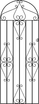 Classic Scroll Tall Bow Top Metal Garden Gate Galvanised Wrought Iron Style Swing Gate (762mm Gap x 1753mm High CBZP40)