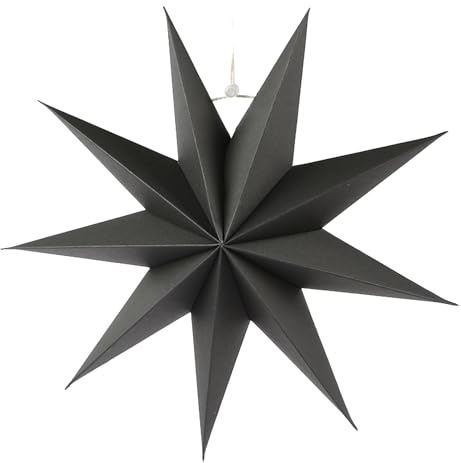 SpirWoRchlan Papierstern-Laternen, 9-zackig, 30,5 cm, Weihnachtsdekoration, Hängelampe, Papierdekorationen, Schatten, Hochzeit, Geburtstag, Weihnachten, Zuhause, Party-Dekorationen, Schwarz