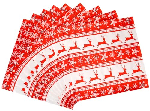 Yesaler Feuilles de Papier Ciré de Noël Feuilles de Papier Sulfurisé pour Emballage Sandwich Hamburgers Frites 100 Pièces (Renne Rouge)