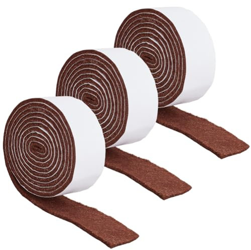 GORGECRAFT 150 x 2.7cm Almohadillas de Fieltro Autoadhesivas 3 Rollos para Muebles Respaldo Adhesivo Marrón Resistentes para Proteger Superficies de Madera Suelos Sillas Y Paredes