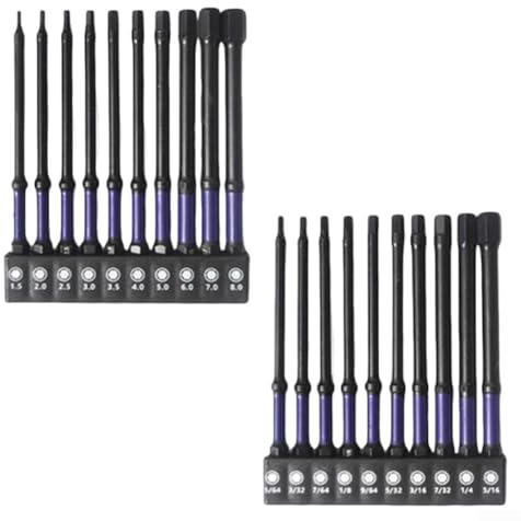 Sechskant-Schraubendreher-Bit-Set, metrische und SAE-Größen, 100 mm, perfekt für Schlagwerkzeuge, 100 mm (B)