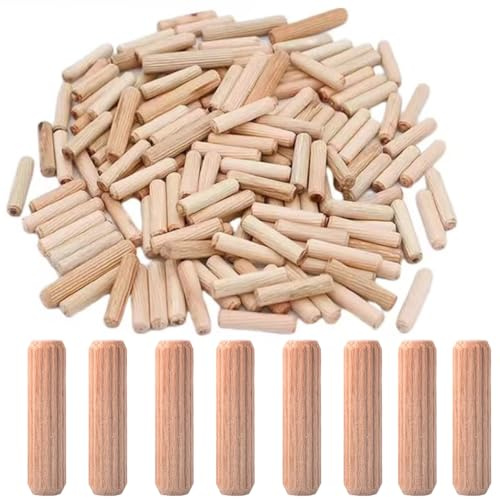 Fluted Wood Dowel Pins, 100Pcs Fluted Wood Dowels Rods 5/16inch , Hardwood Crafts Dowel Pegs,for Crafts, Furniture, DIY Manual (5/16 Inch - 100 Pcs)