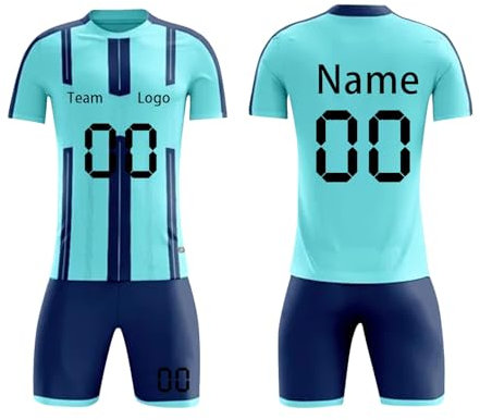 Customisable Jersey mit eigenem Namen und Nummer Logo Kinder Fußball Trikots mit T-Shirt und Shorts Fussball Set Outdoor Fußball Trainingsanzug für Jungen und Männer