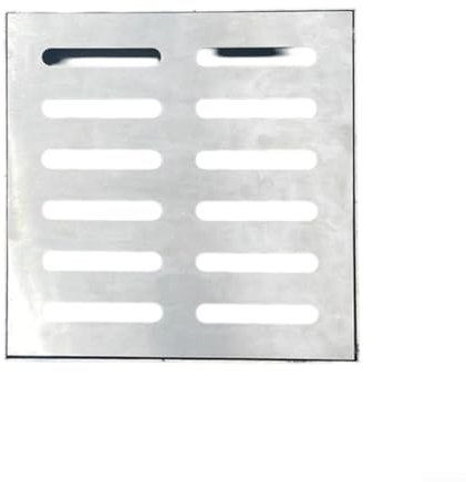 Zoegneer Scarico a pavimento con telaio in acciaio inox, telaio decorativo, copertura per pozzetto, griglia di drenaggio dell'acqua piovana, copertura quadrata (250 x 250 x 30 x 3 mm)