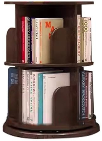 Easnuroz 2/3/4/5/6-stöckiges Drehbares Bücherregal Turm Braunes Bücherregal Rundes 360 Display Drehendes Bücherregal Für Wohnzimmer Schlafzimmer(40 * 66cm)